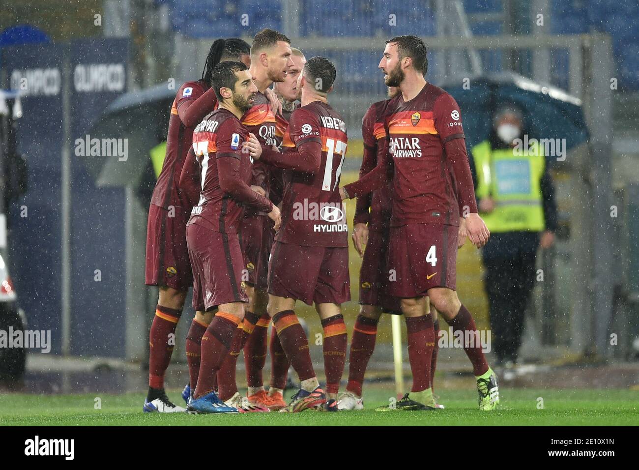 ROME, ITALY - January 3 : Edin Dzeko of AS Roma celebrates with his ...