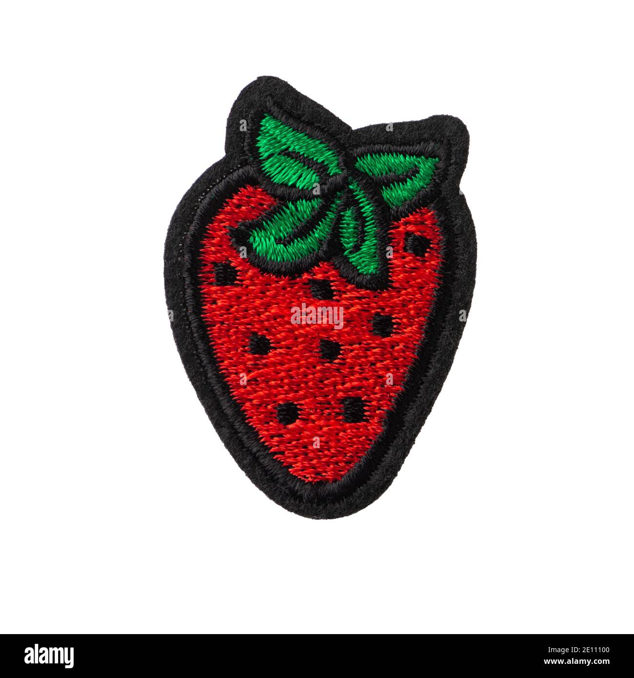 Strawberry embroidered patch isolated on white background Stock Photo
