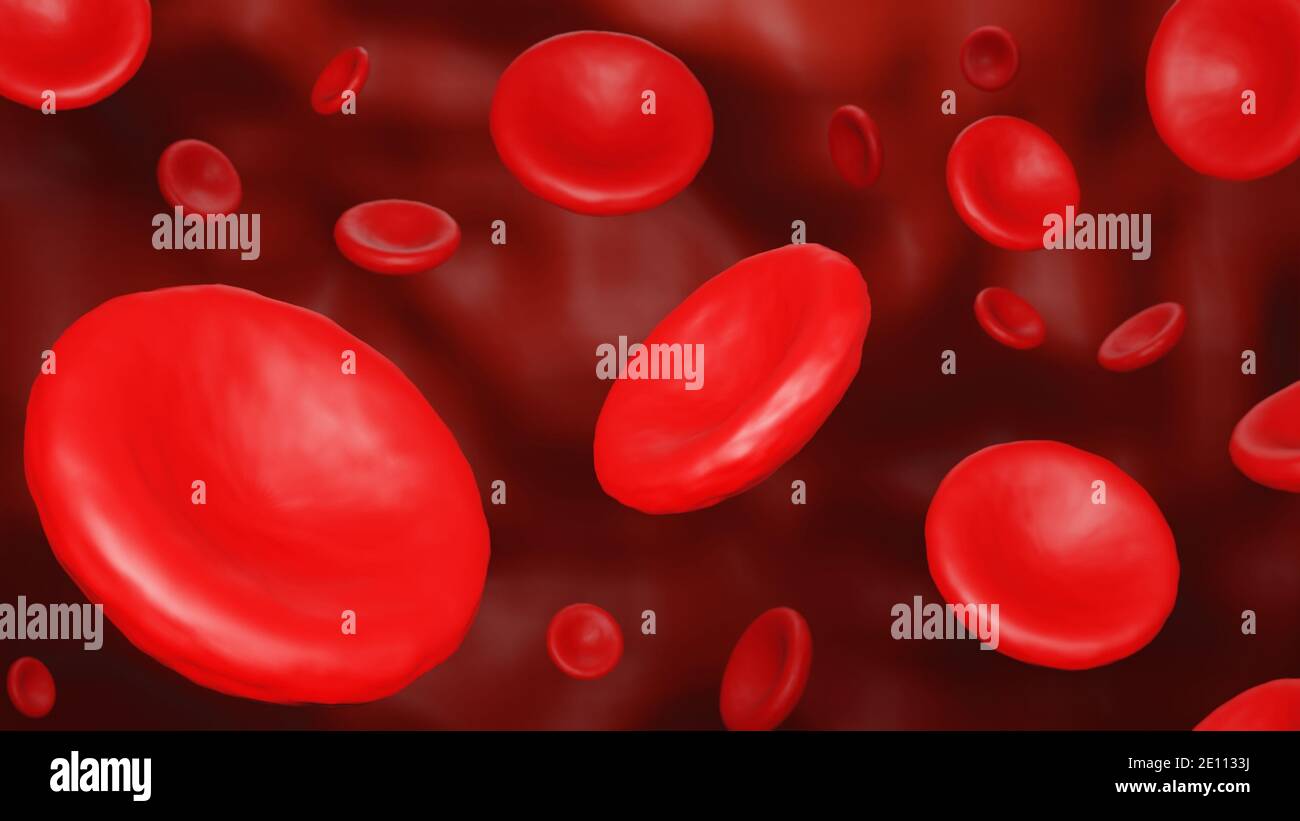 Red blood cells in vein. Microscope and medical concept. 3D rendering illustration. Stock Photo