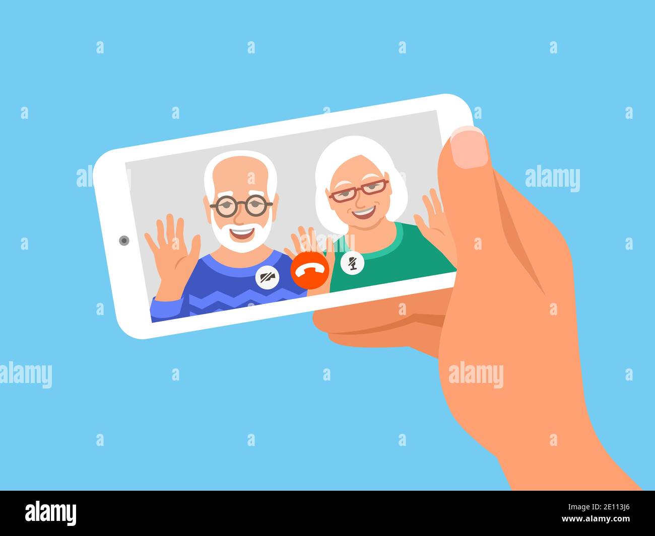 Family online video call by smartphone. Grandparents, grandfather and grandmother say hi virtually in mobile video call app. Flat cartoon illustration Stock Vector Image & Art - Alamy Family online video call by smartphone. Grandparents, grandfather and grandmother say hi virtually in mobile video call app. Flat cartoon illustration Stock Vector Image & Art - Alamy