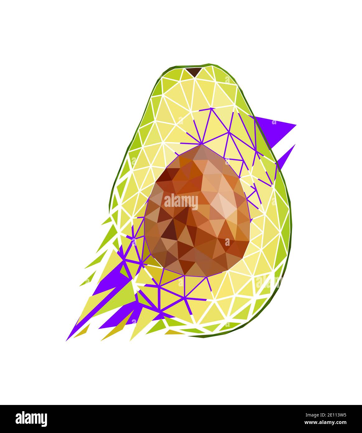 Vector avocado in low poly style Stock Vector