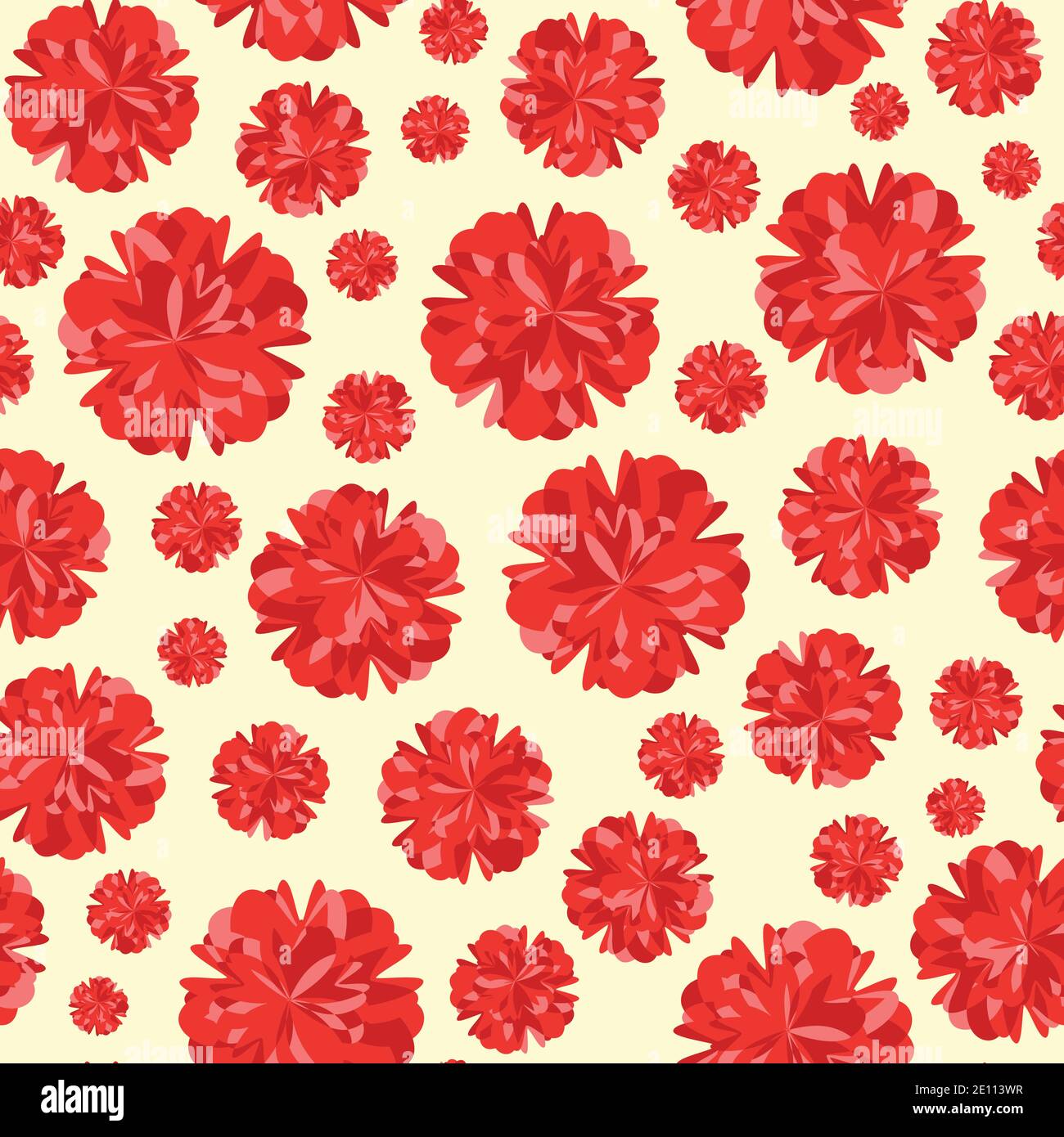 red carnations floral seamless vector pattern Stock Vector