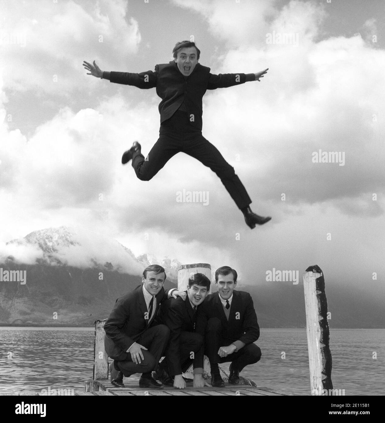 File photo dated 25/04/64 of Gerry Marsden leaping over his supporting Pacemakers. The Gerry and the Pacemakers star has died at the age of 78. Stock Photo