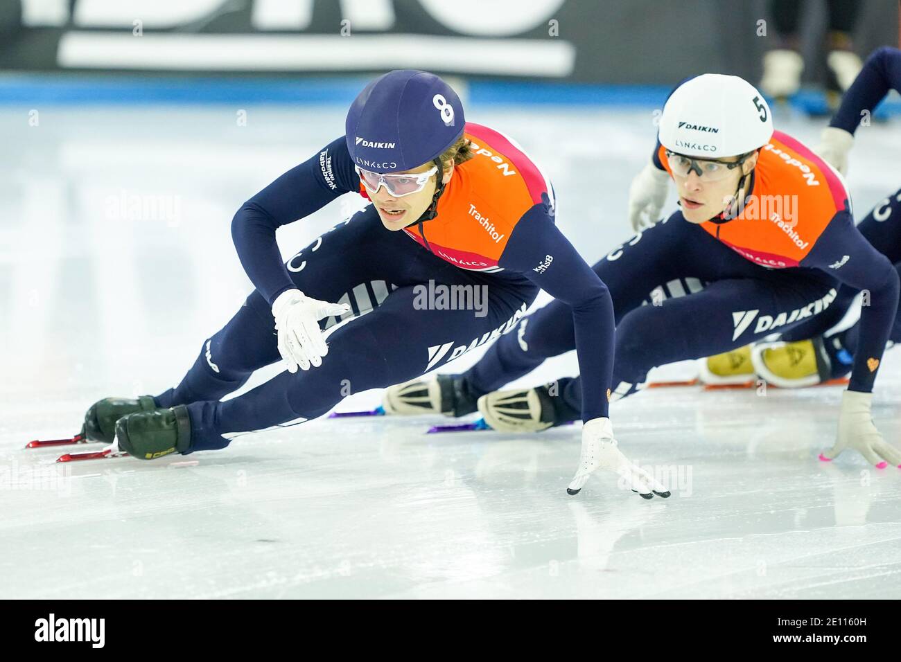 HEERENVEEN, THE NETHERLANDS - JANUARY 3: Melle van t Wout, Friso Emons  during the Dutch National Championships Allround Shorttrack at Thialf  Icerink o Stock Photo - Alamy