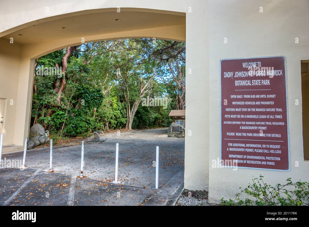 The entrance to Dagny Johnson Key Largo Hammock Botanical State Park in