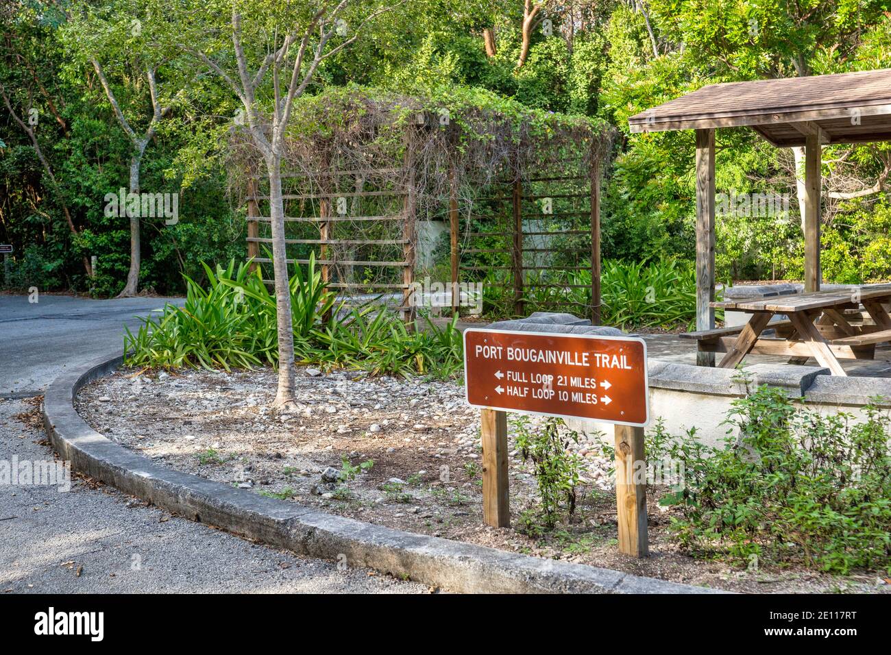 Sign for the Port Bougainville Trail at Dagny Johnson Key Largo Hammock