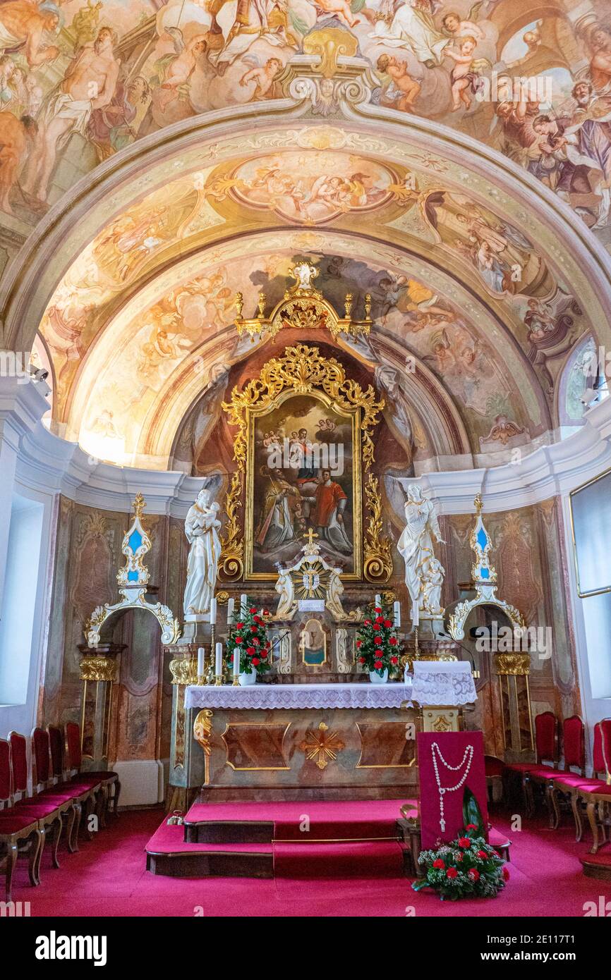 Little village Catholic church painted in classical baroque style Stock ...