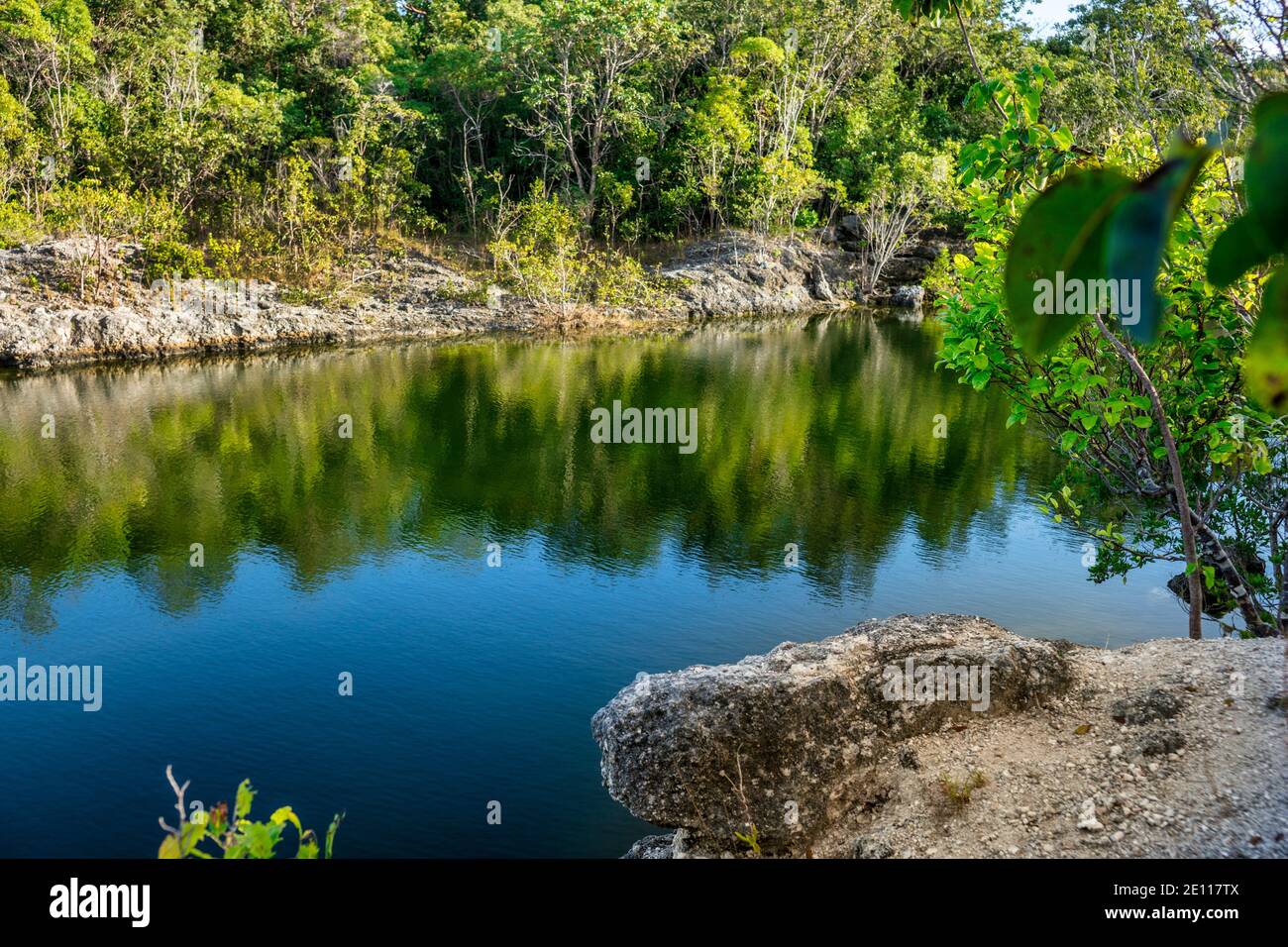 Lake formed from a former quarry on the Port Bougainville Trail at