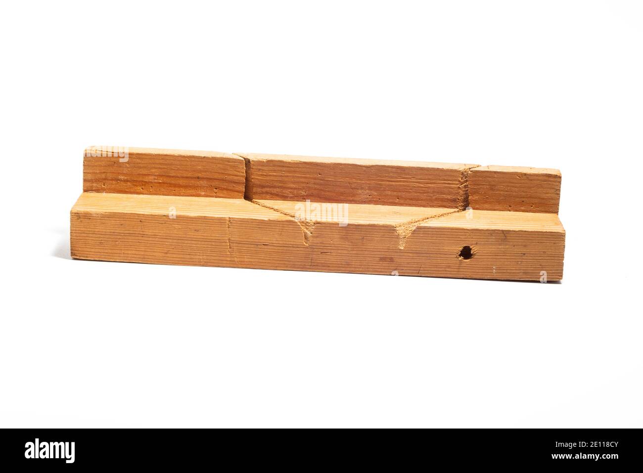 Vintage Wooden Carpentry Tool - Mitre Block isolated on a white backgrounde. Stock Photo