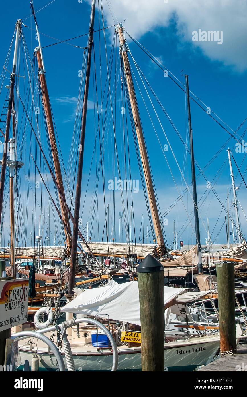 Sailboats docked at the Conch Harbor Marina in Key West in the Florida