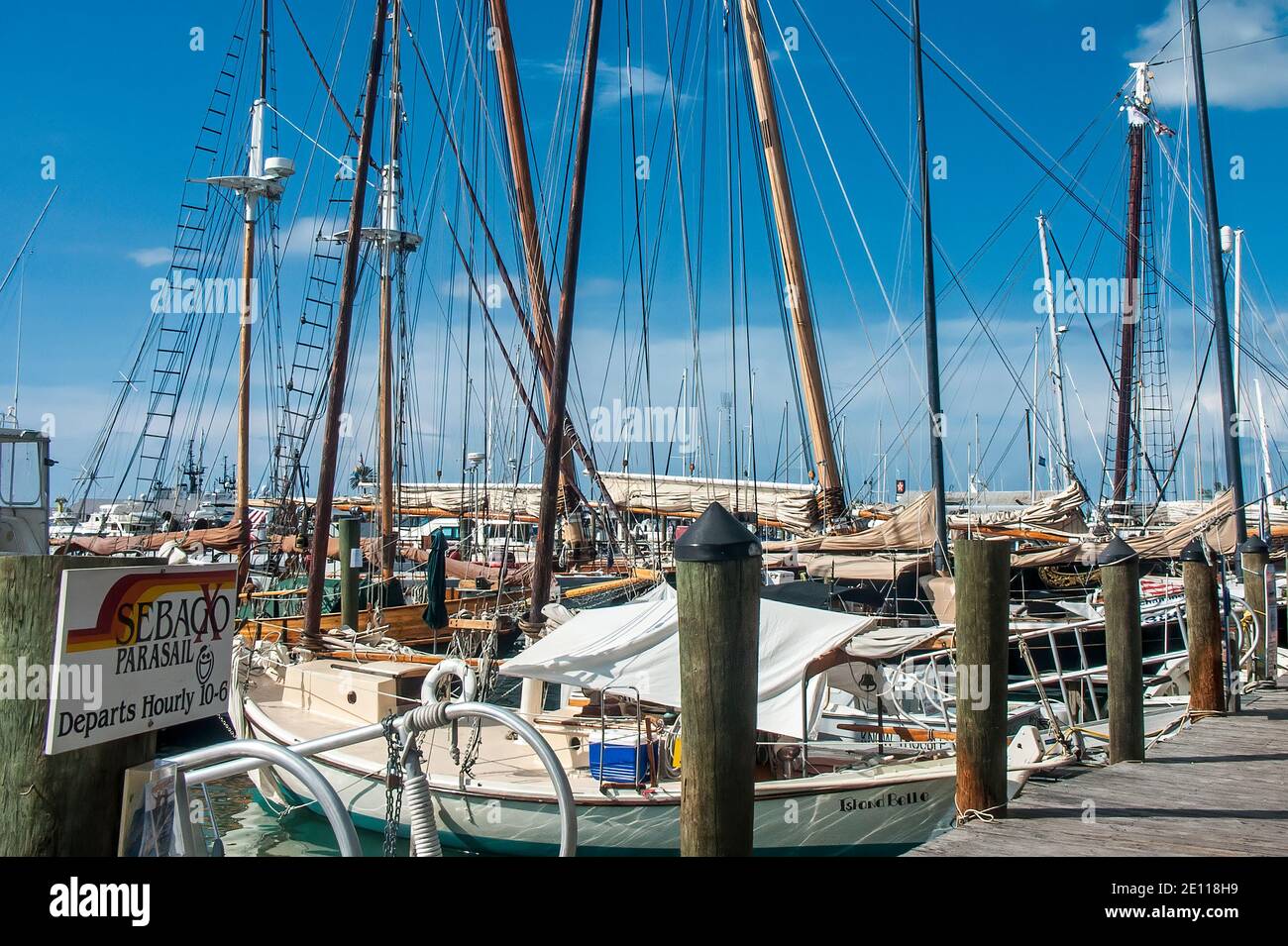 Sailboats docked at the Conch Harbor Marina in Key West in the Florida