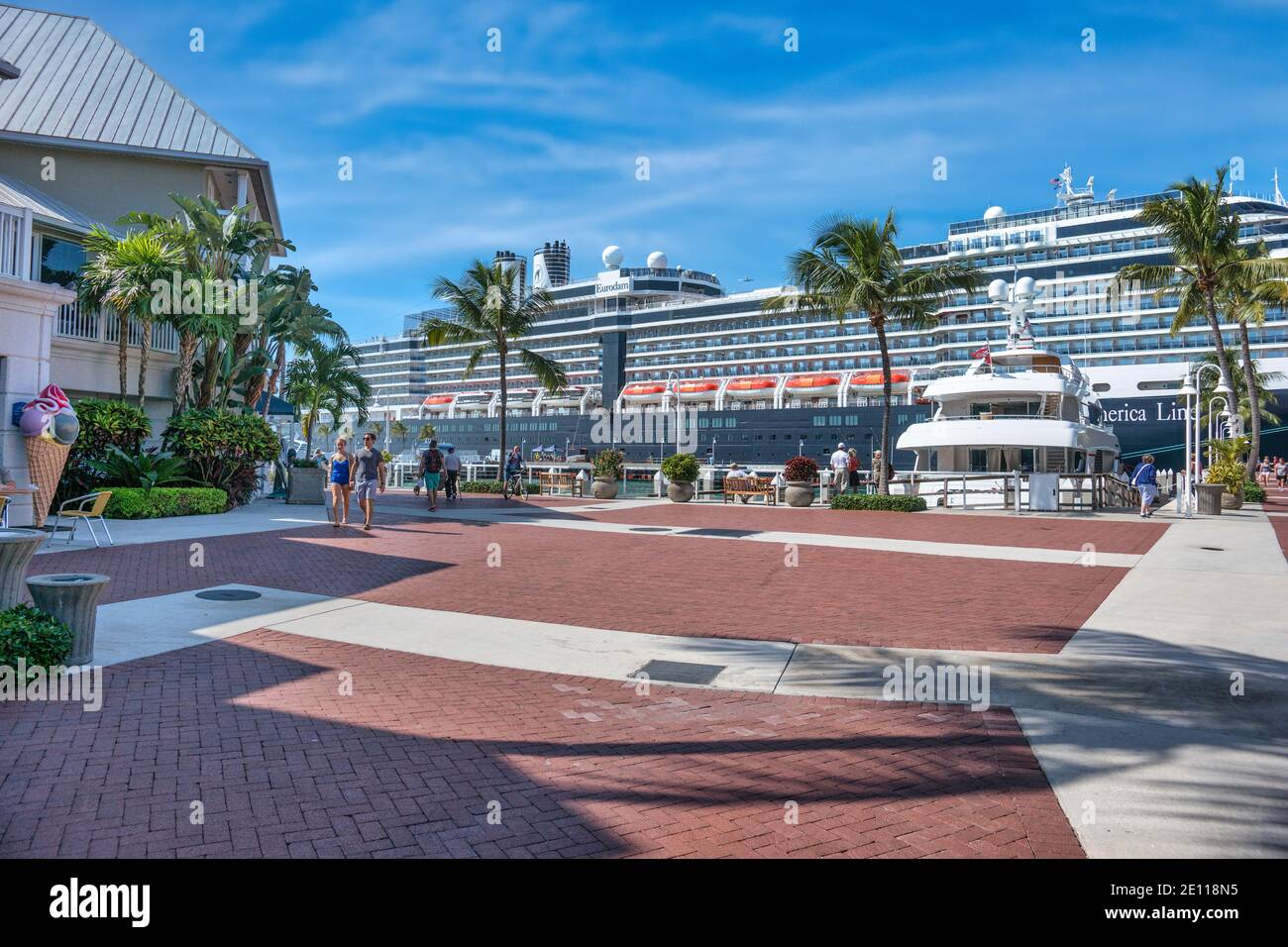 A cruise ship docking on the waterfront of the port of key west in the