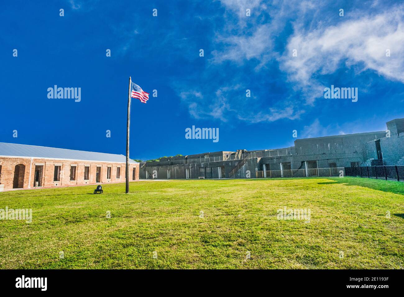 The Parade Ground of Civil War Fort Zachary Taylor in Key West, the Florida Keys. Stock Photo