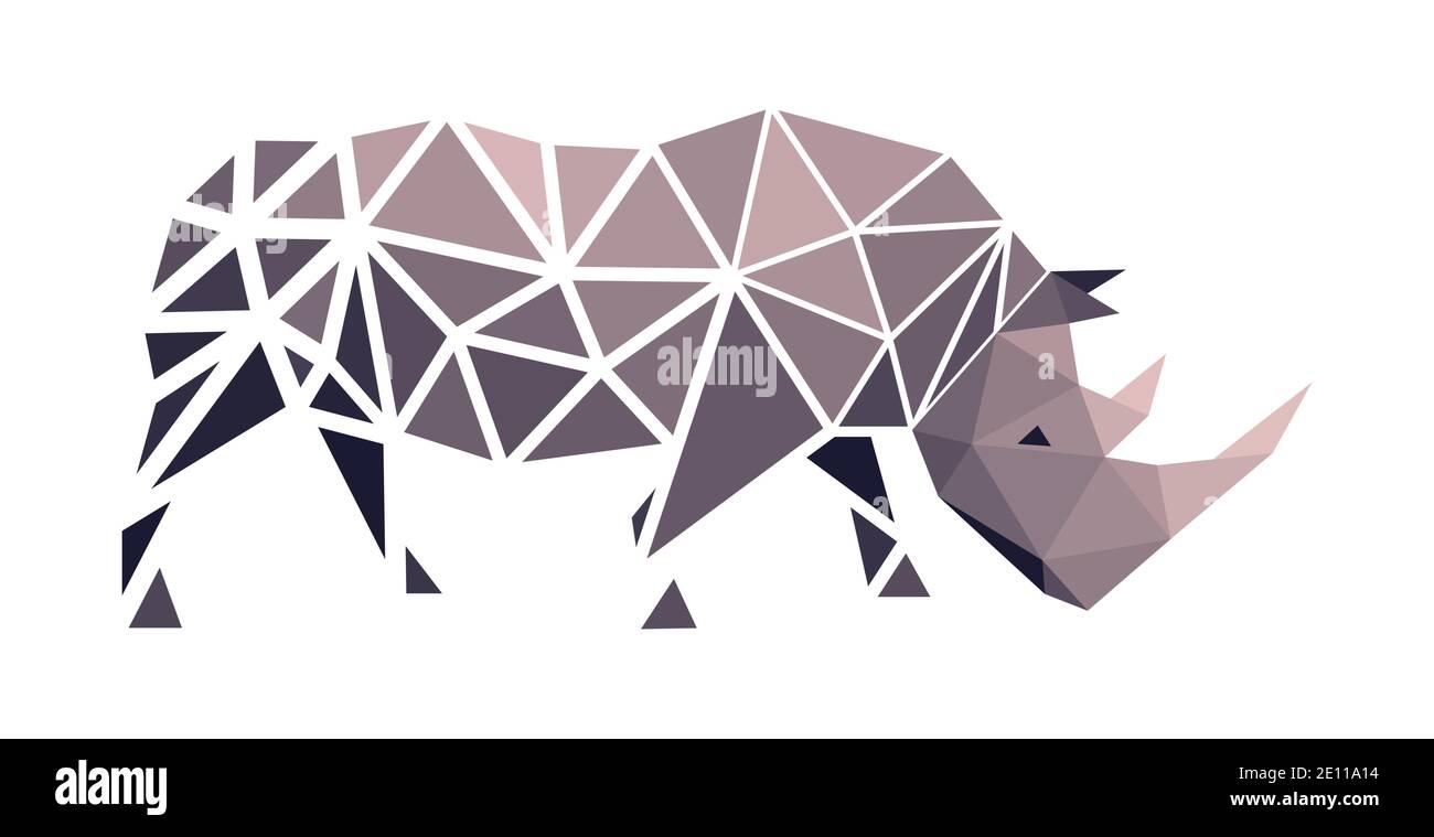 Vector rhinoceros in low poly style Stock Vector