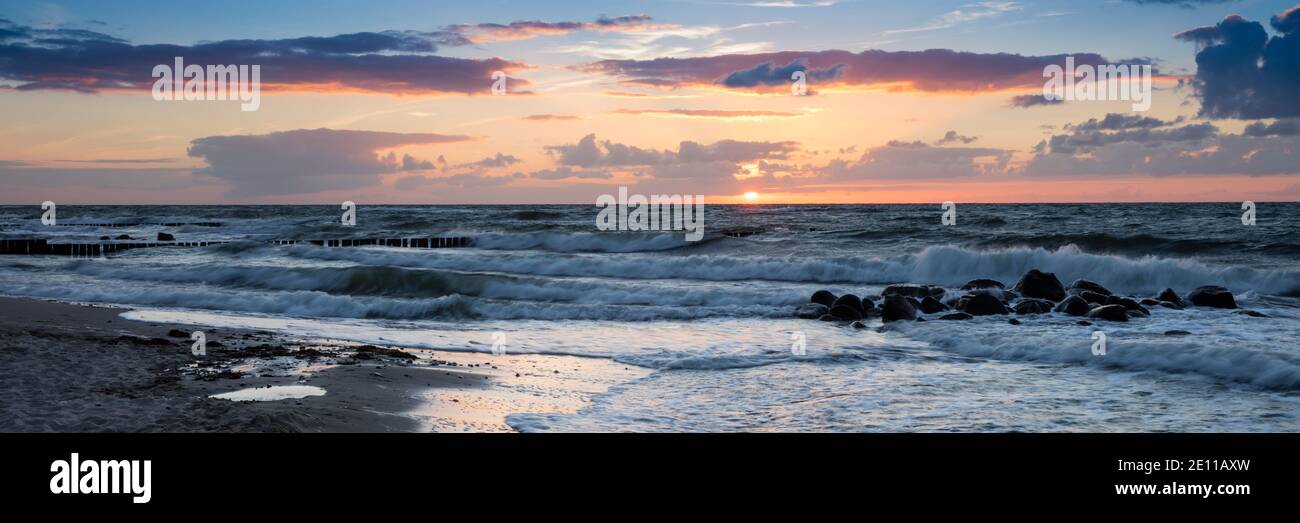 Evening Light, Coast, Baltic Sea, Mecklenburg-West Pomerania, Germany, Europe Stock Photo