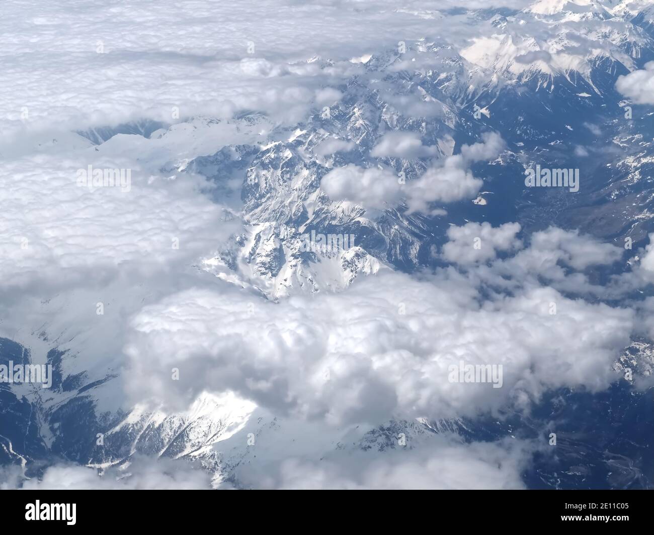 Aerial view of the italian alps seen from an airplane Stock Photo - Alamy