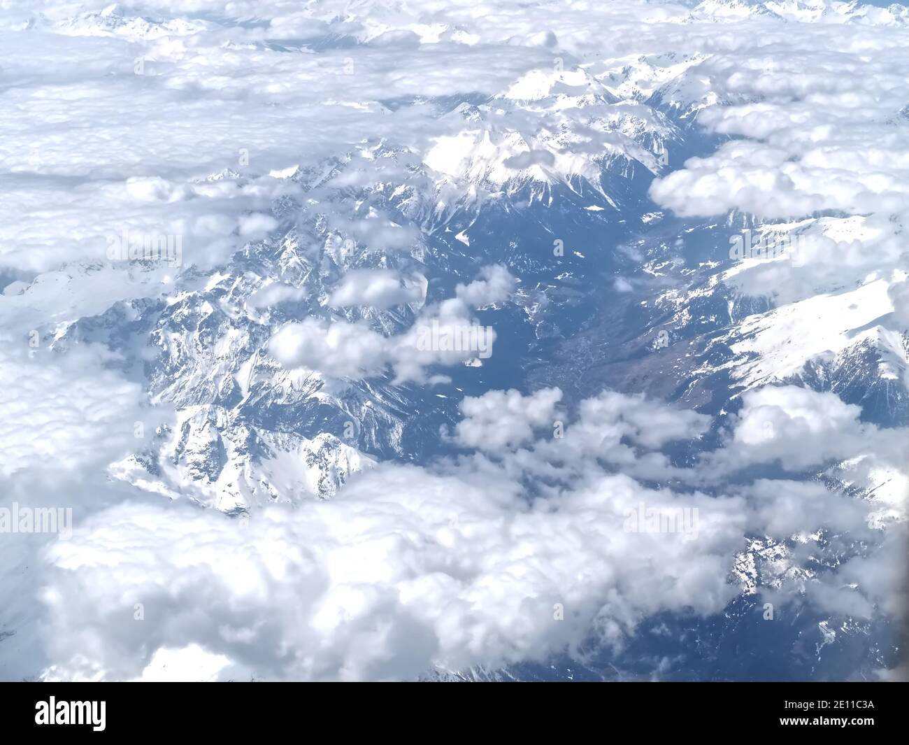 Aerial view of the italian alps seen from an airplane Stock Photo - Alamy