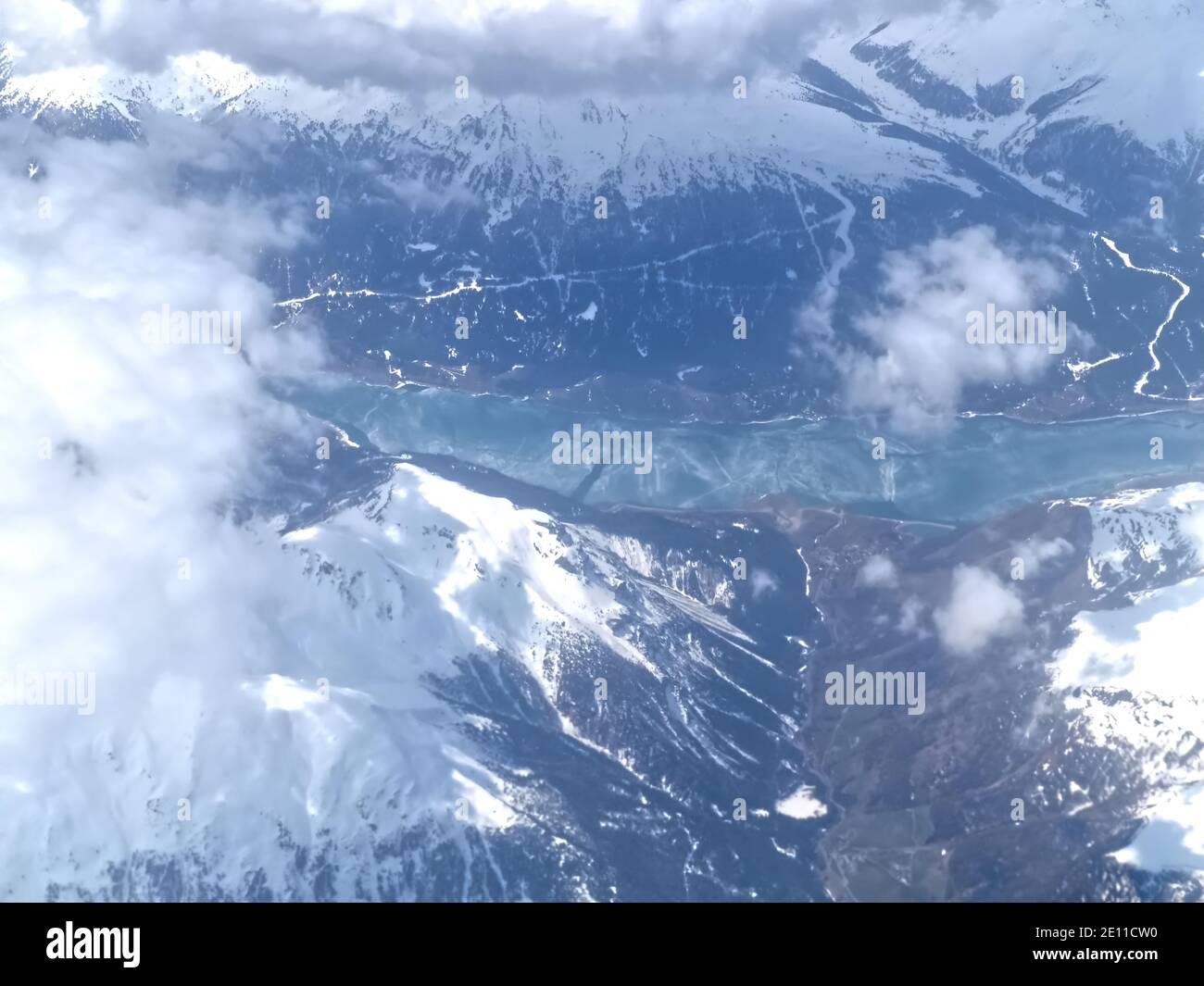 Aerial view of the italian alps seen from an airplane Stock Photo - Alamy