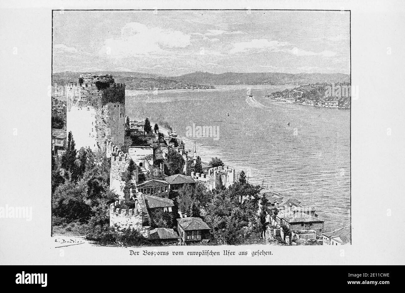 'Der Bosporus vom europäischen Ufer aus gesehen',  The Bosporus senn from the European side, Constantinople, Turkey,  Orient, Asia Stock Photo