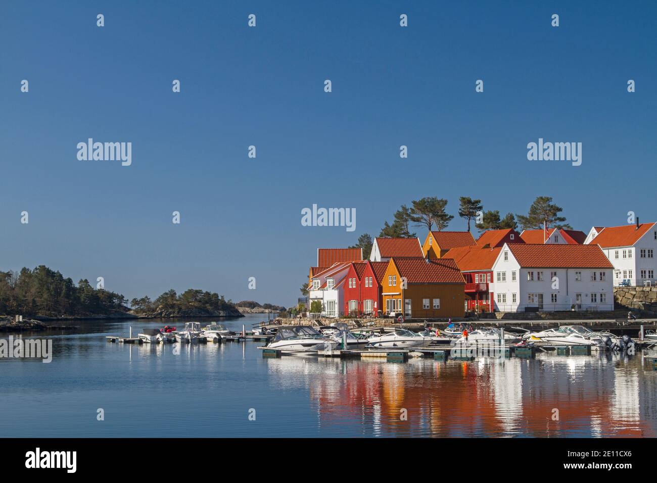 Hollen Is A Fishing Village In The County Of Vest-Agder In Norway, Situated At The Mouth Of The Sønneelva River In The North Sea Stock Photo