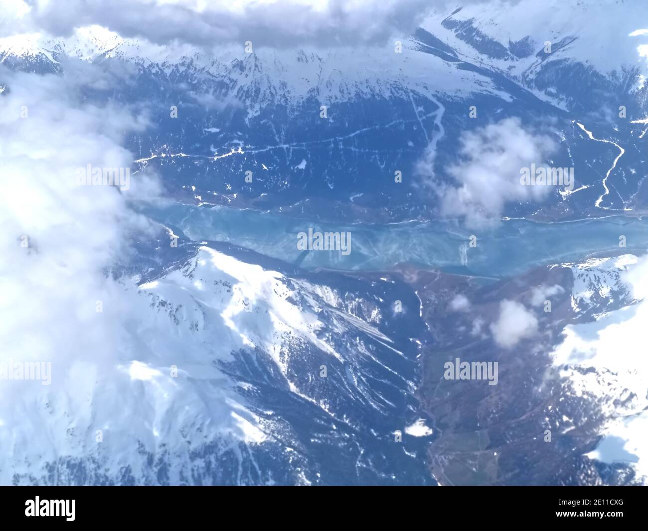 Aerial view of the italian alps seen from an airplane Stock Photo - Alamy