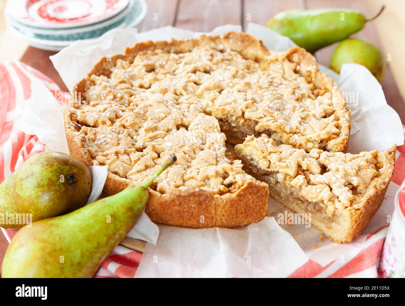 Homemade Apple Pear Cake Stock Photo