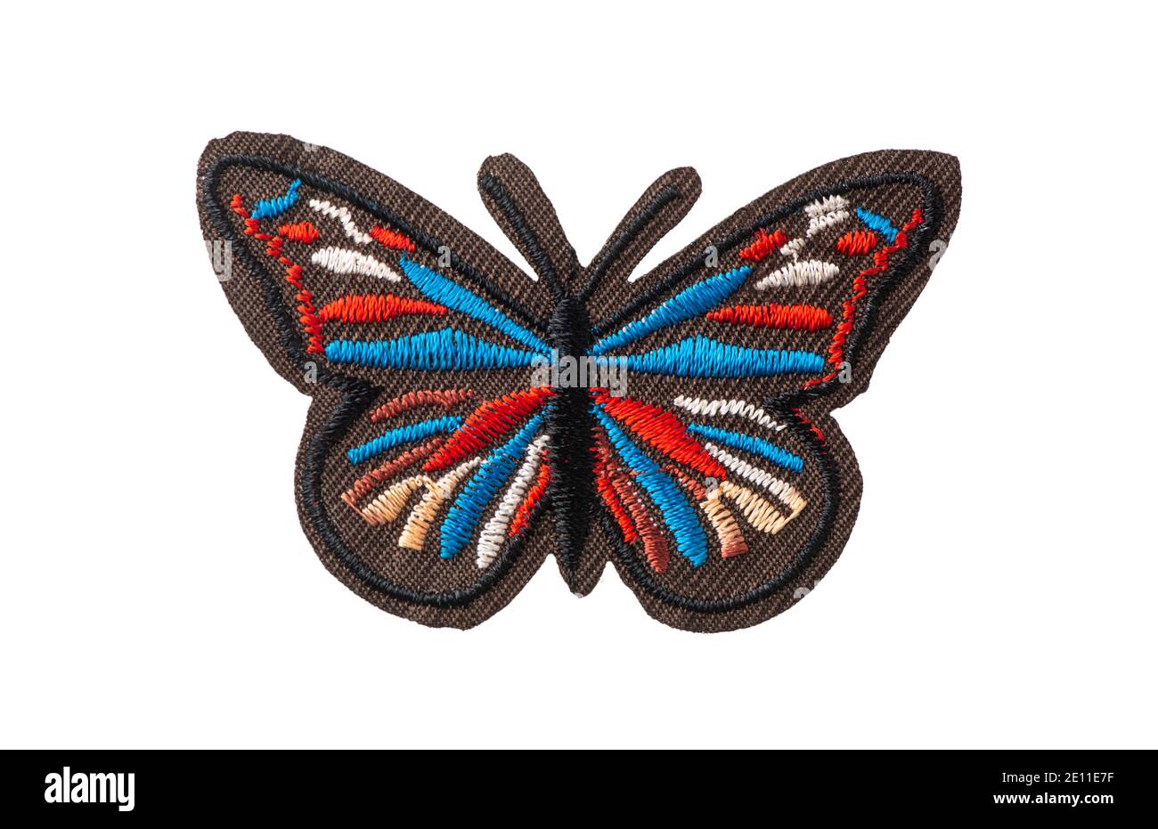 Colorful butterfly embroidered patch isolated on white background Stock