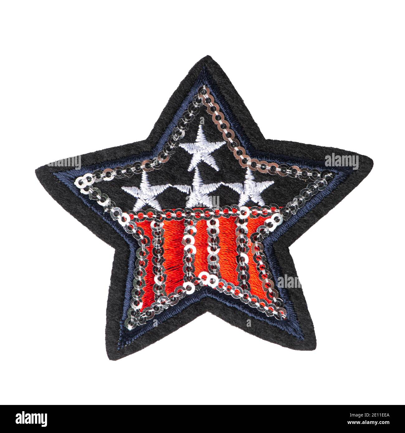 Dark blue star with embroidered US flag and contour of sequins Stock ...