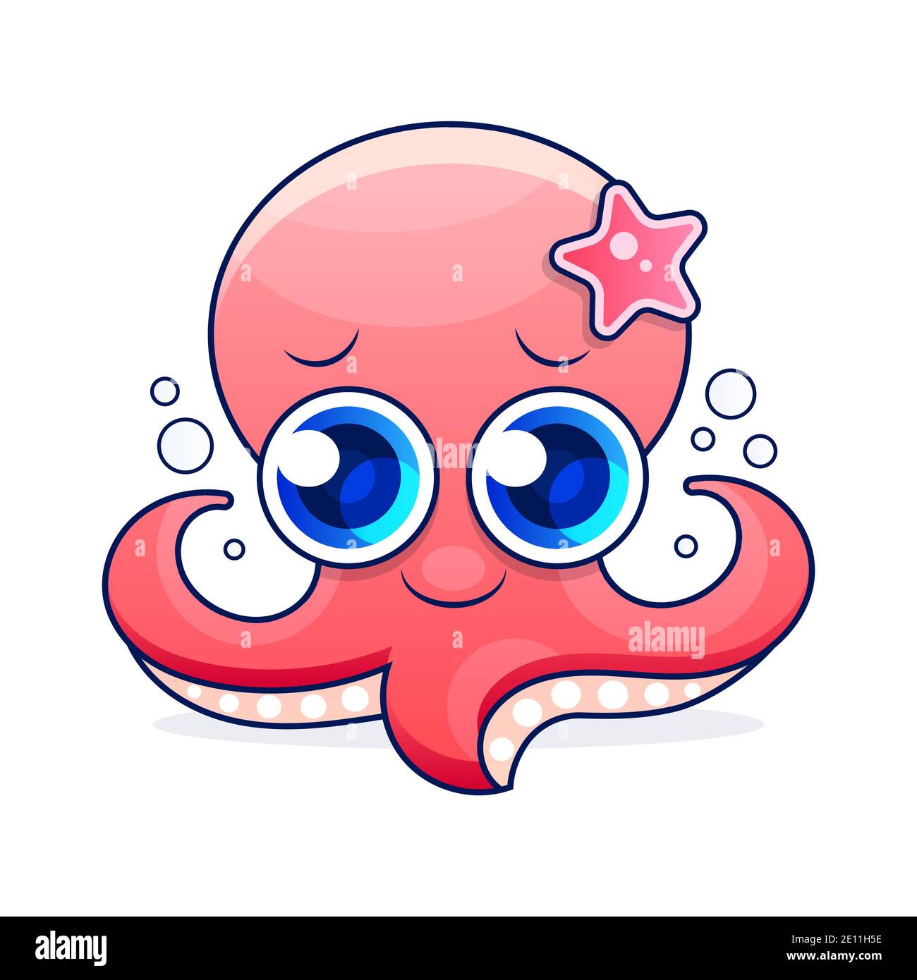 Cute red octopus cartoon vector Sketch Stock Illustration On A Background.  For Design, Decoration, Logo Stock Vector Image & Art - Alamy