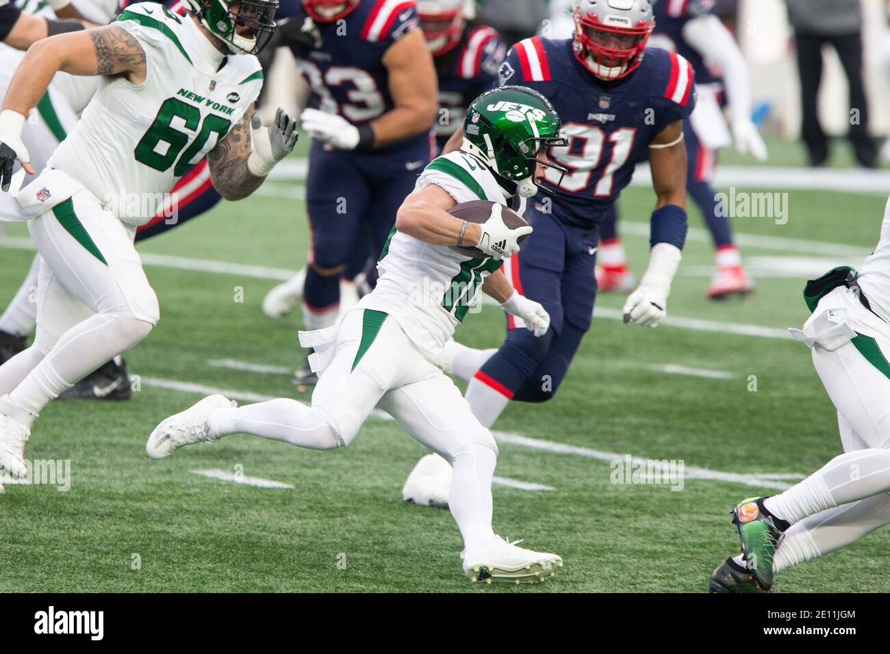 New Jersey, USA. 29th July, 2022. July 29, 2022, Florham Park, New Jersey,  USA: New York Jets' wide receiver Braxton Berrios (10) during Jets training  camp at the Atlantic Health Jets Training