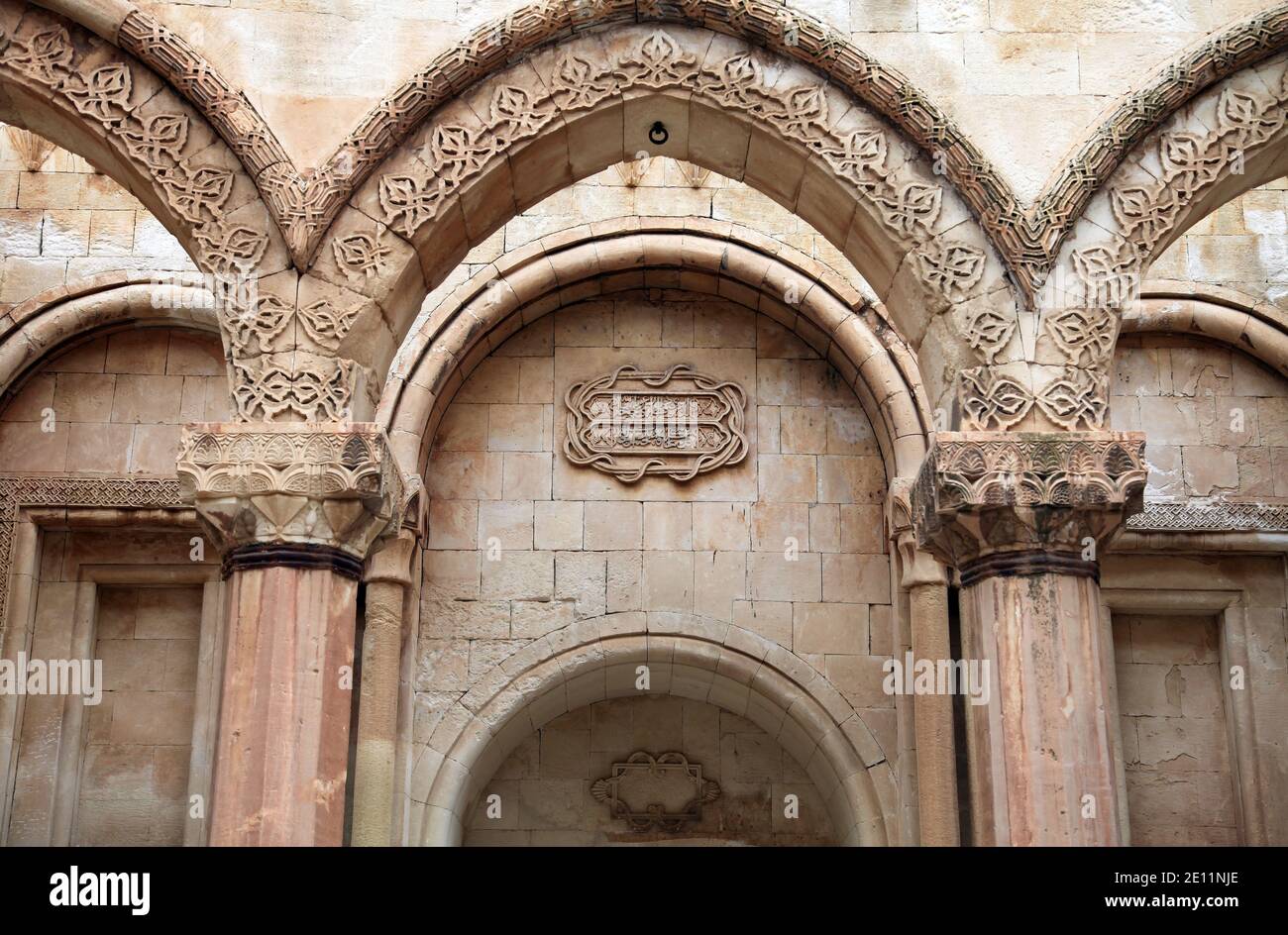 Ishak Pasha Palace inside at Dogubeyazi in Agri, Turkey. The palace is built on a hill at the side of a mountain 5 km east of Dogubeyazit. Stock Photo