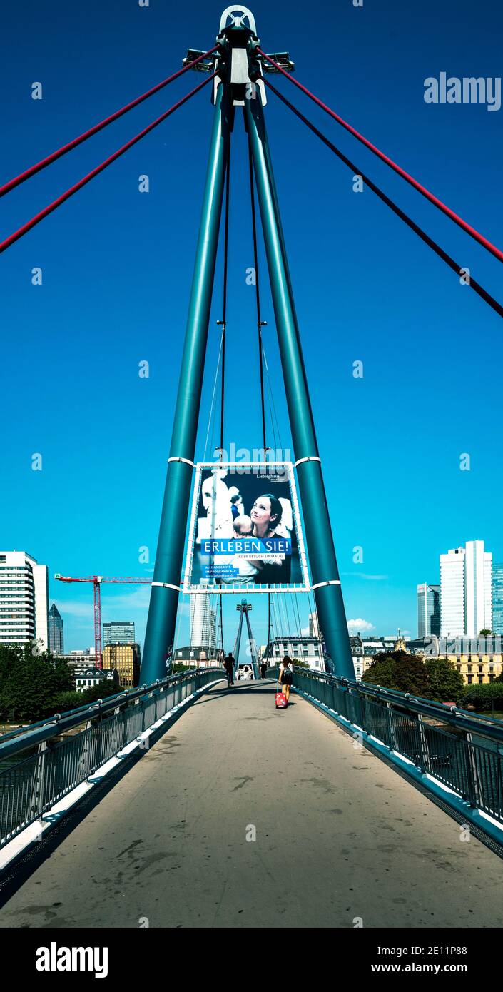The Bridge Holbeinsteg In Frankfurt, Germany Stock Photo