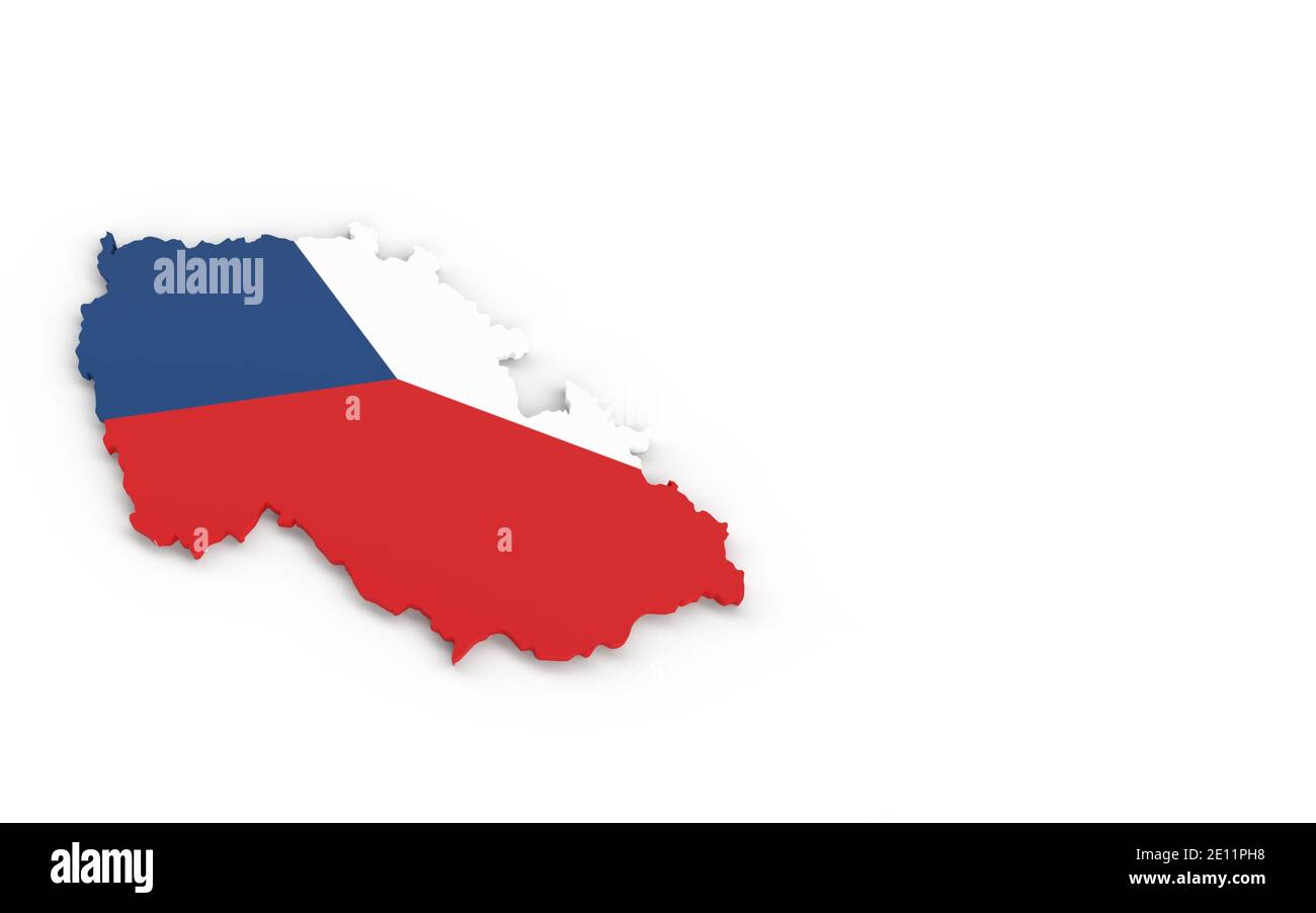 Map of Czech R with Czech flag 3D rendering Stock Photo