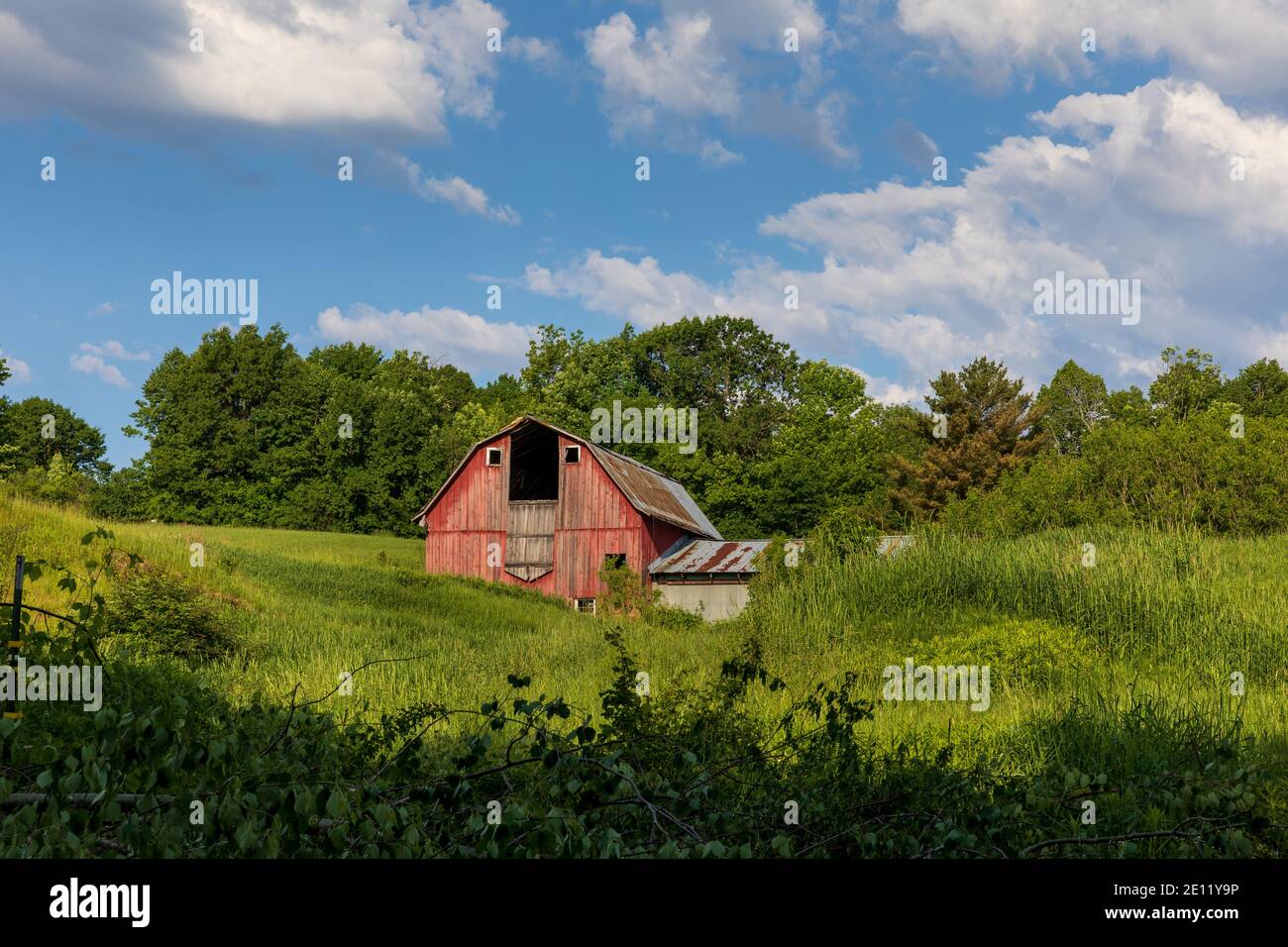 An old red barn in northern Wisconsin. Stock Photo