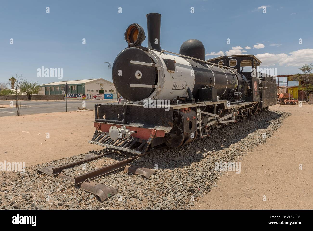 Old steam locomotive at the station of Usakos, Erongo, Namibia, Stock Photo