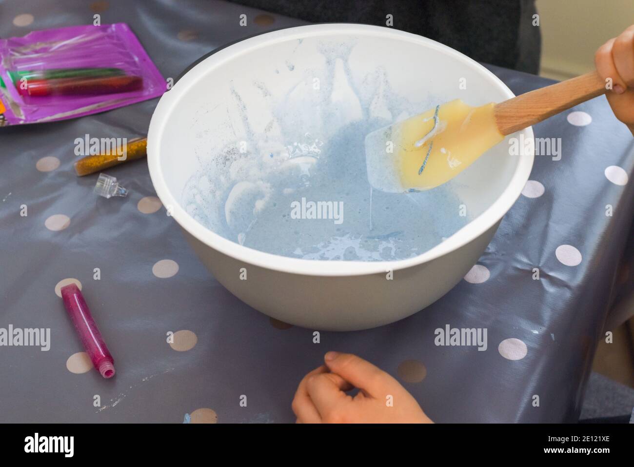 Kids activity of making slime as a science experiment for children to ...