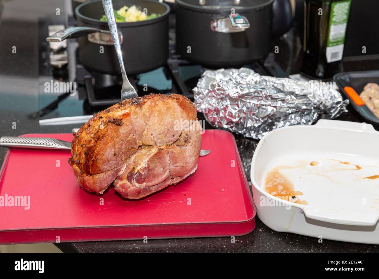Roast ham joint Stock Photo Alamy