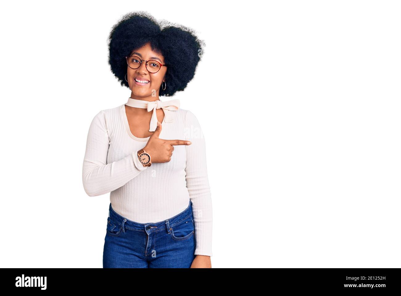 Young african american girl wearing casual clothes and glasses cheerful ...