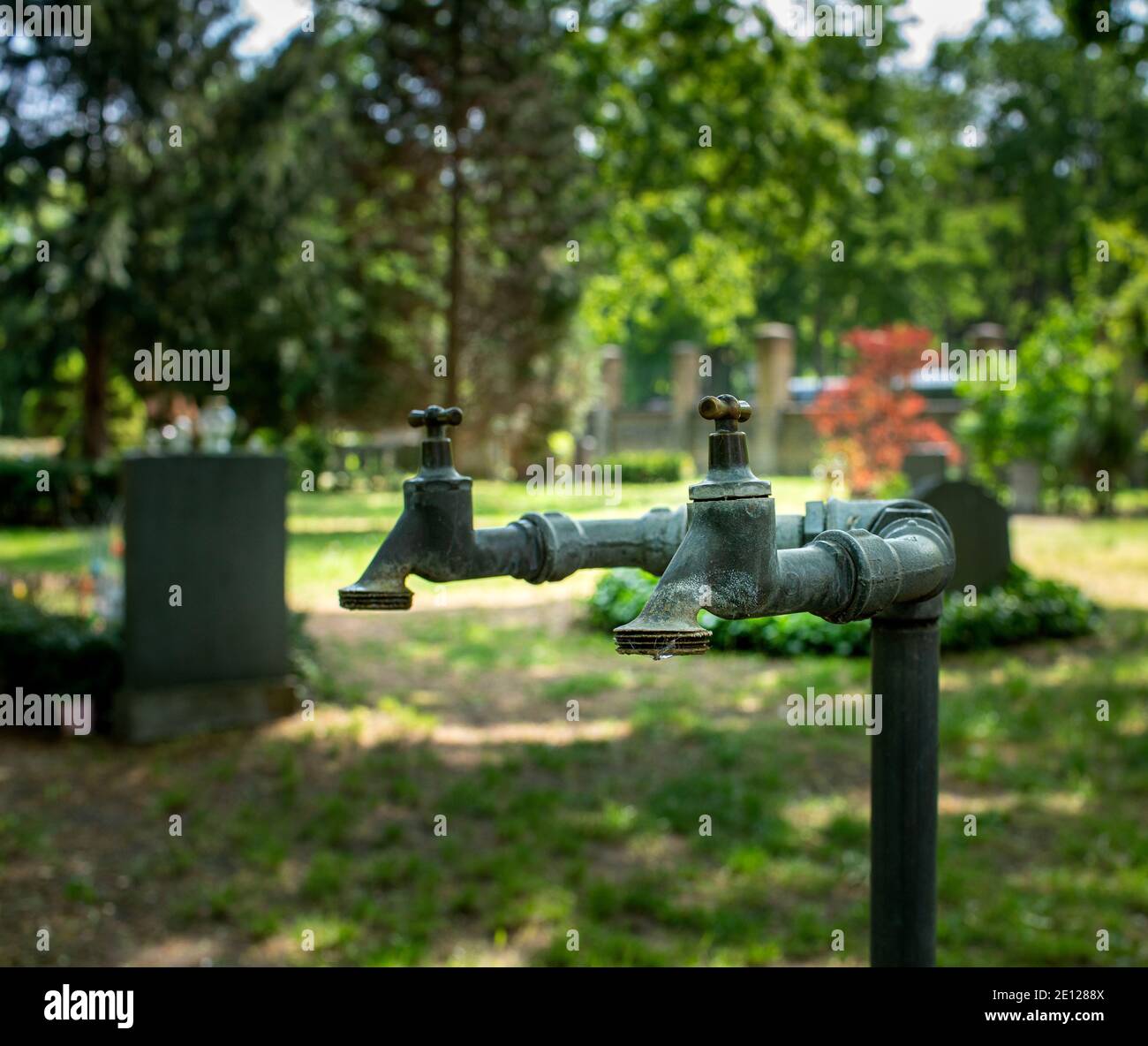 Water Pipe In A Cemetery Stock Photo