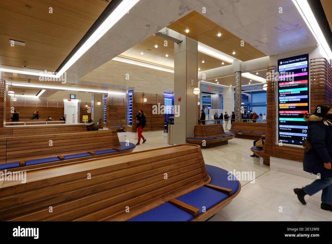 Ticketed Waiting Room for Long Island Railroad and Amtrak passengers at New York Penn Station's Moynihan Train Hall Stock Photo