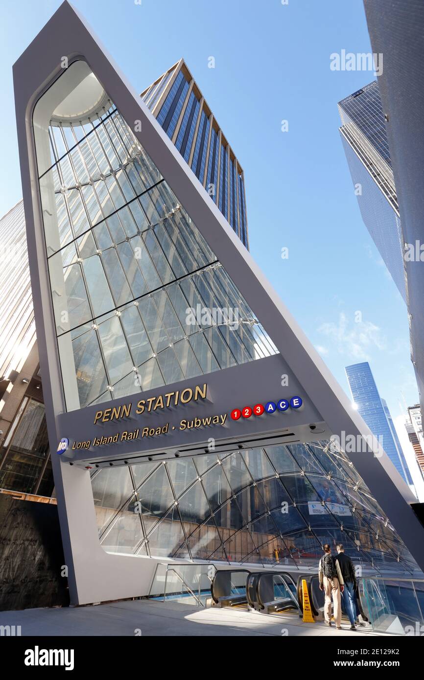 New York Penn Station East End Gateway (33rd St/7th Ave) entrance to Long Island Railroad, Empire Station Complex, New York. Stock Photo