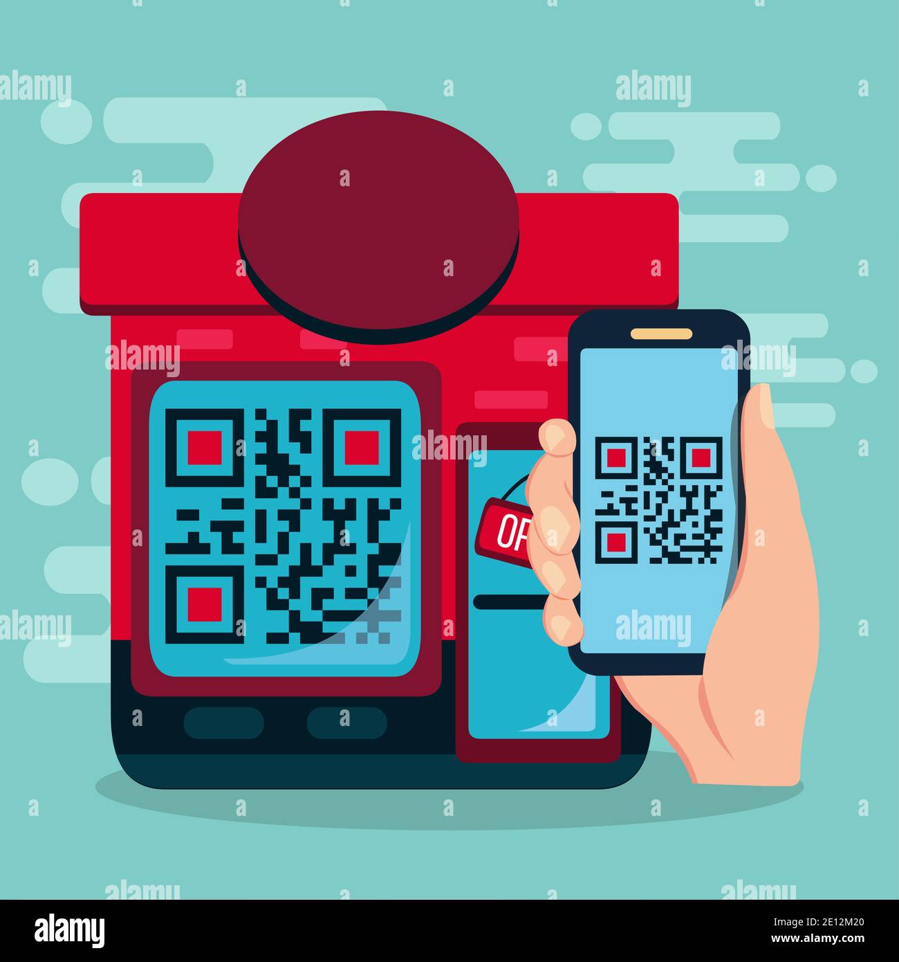 restaurant use qr code for cashless payment vector illustration Stock Vector