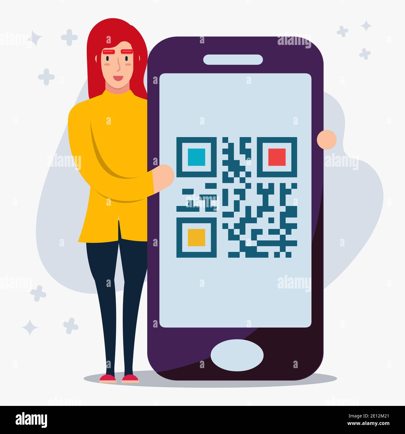 cashless payment with qr code use smartphone vector illustration Stock ...