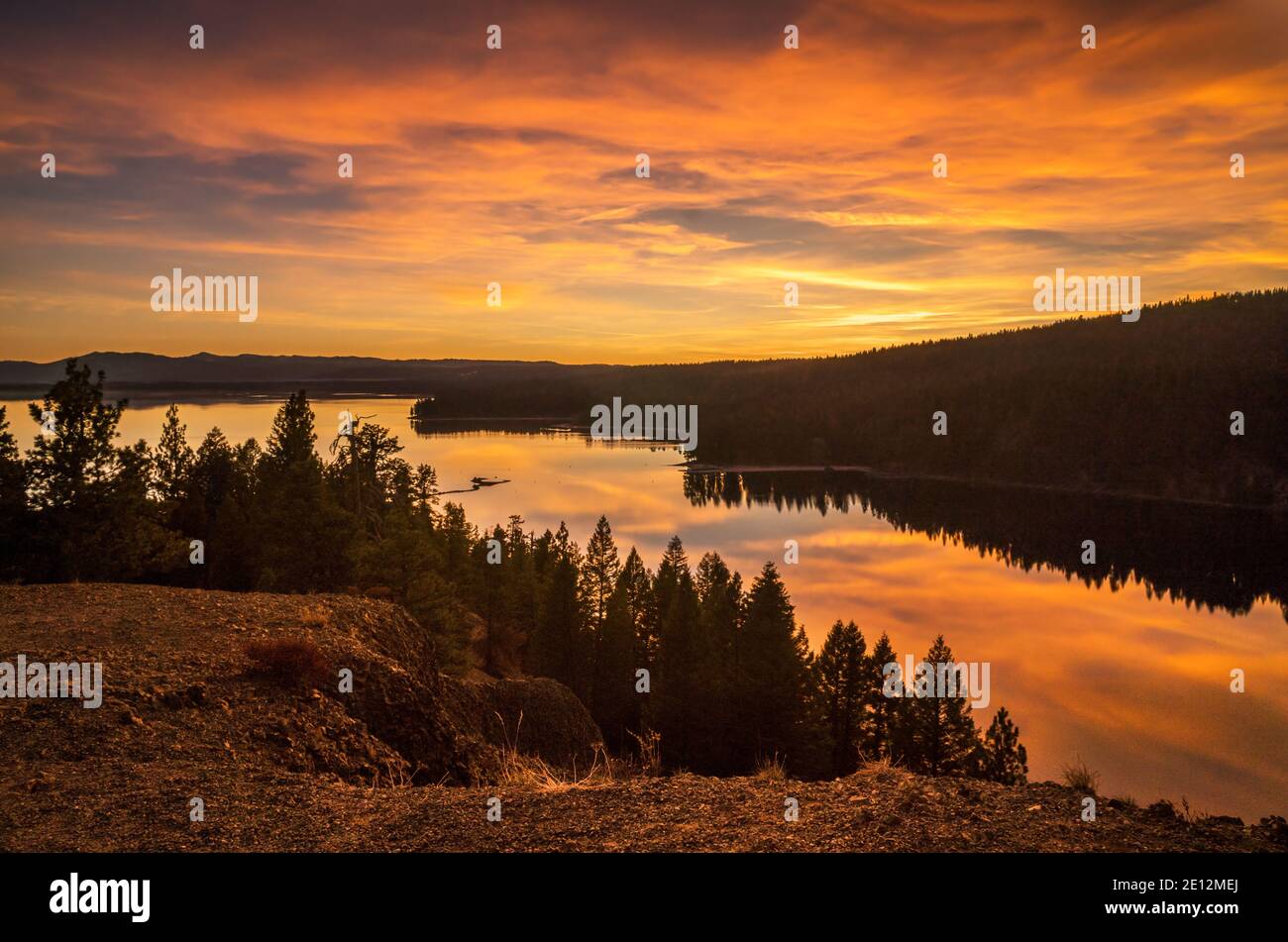 Sunset at Ponderosa State Park's Porcupine Point Stock Photo