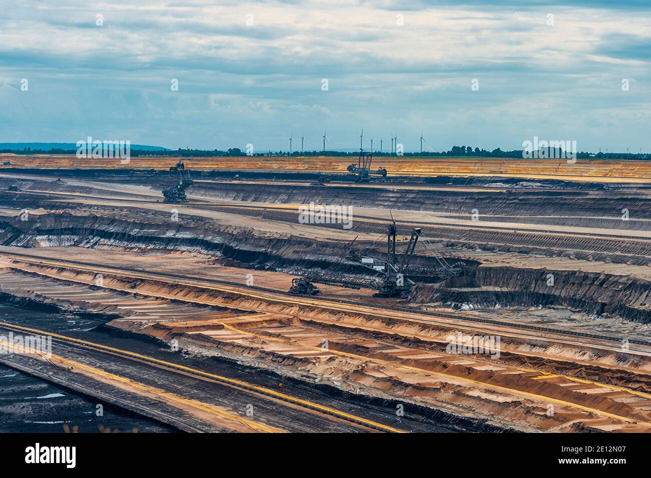 Earth Strata And Coal Seam In A Lignite Opencast Mine. Stock Photo