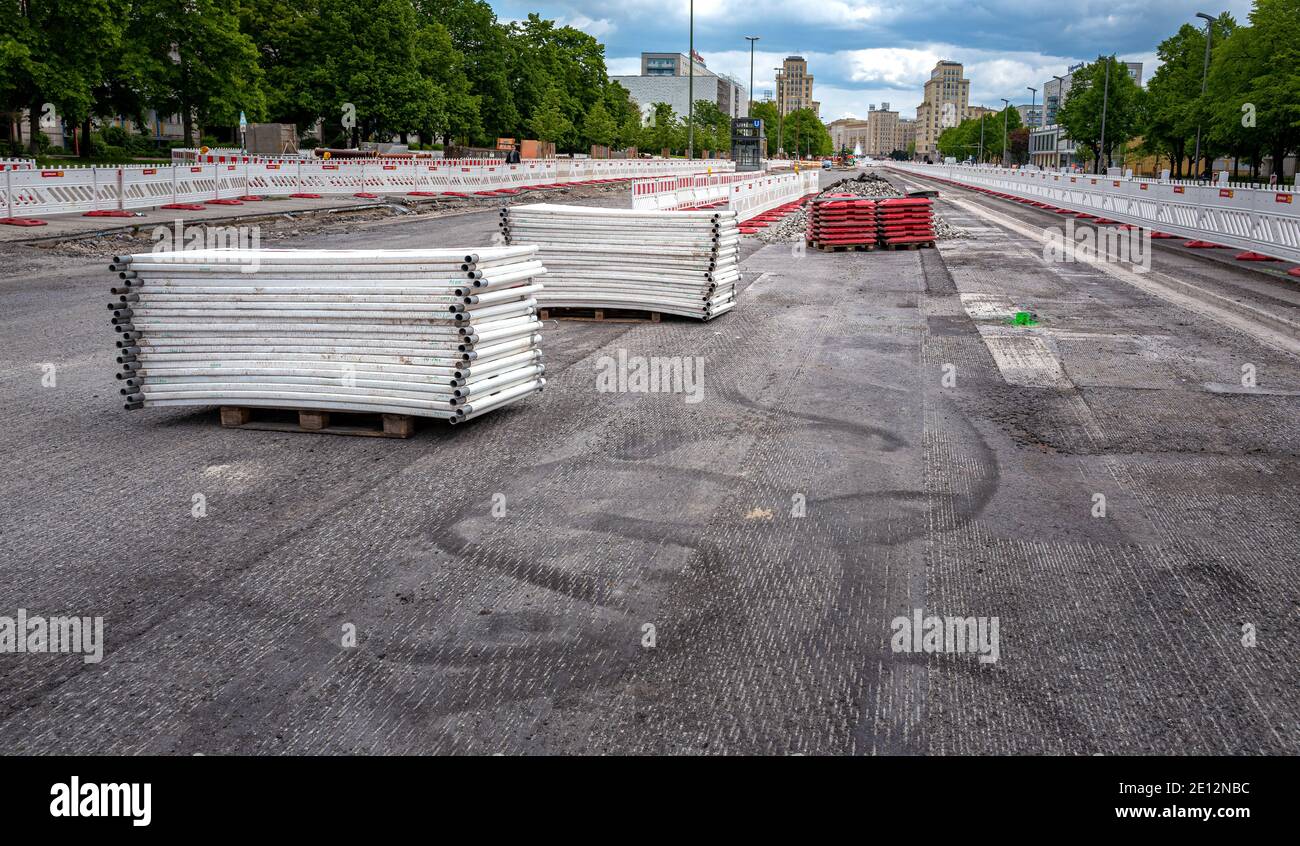 Road Construction Site In Berlin Stock Photo