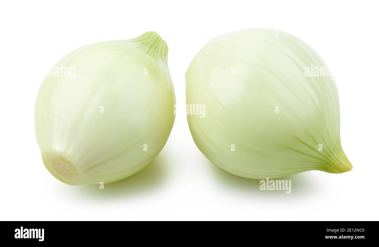 fresh raw peeled onions isolated on white background Stock Photo - Alamy