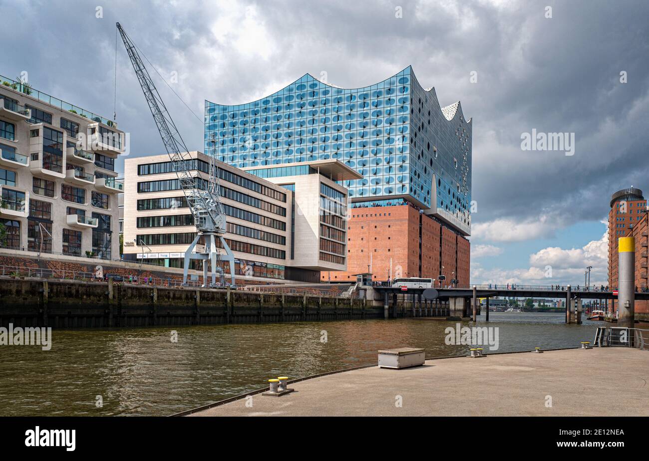 Apartments, Houses And Ships In The Hamburg Hafencity, Germany Stock