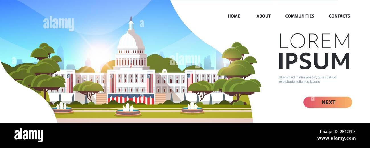 Capitol White House Building Washington D C Usa Presidential Inauguration Day Celebration Concept Greeting Card Horizontal Banner Copy Space Vector Illustration Stock Vector Image Art Alamy