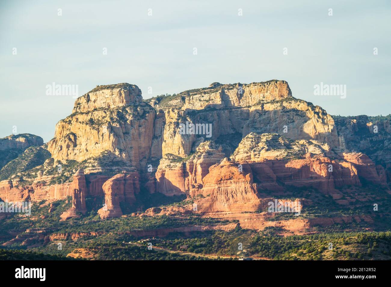 The red rock cliff faces of Sedona Arizona with a bright blue sky Stock